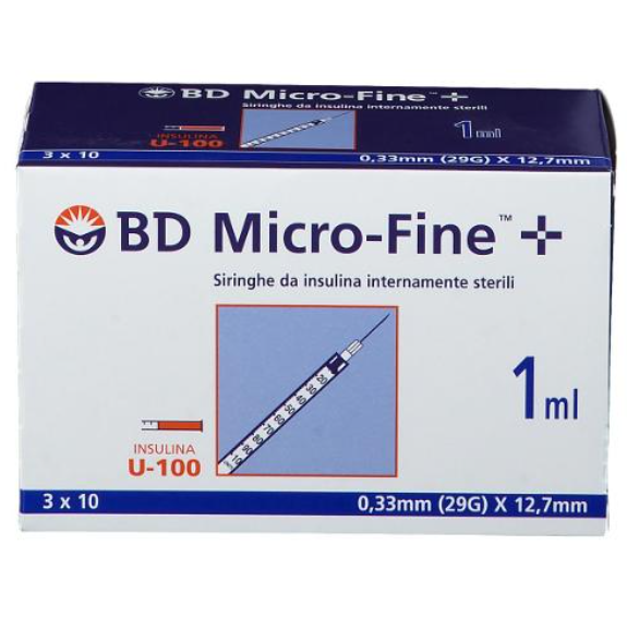 SIR INSULINA BD 1ML G29 30PZ