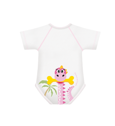 BODY 0-36 MESI COTONE BIO 4 STAGIONI DINOSAURO ROSA